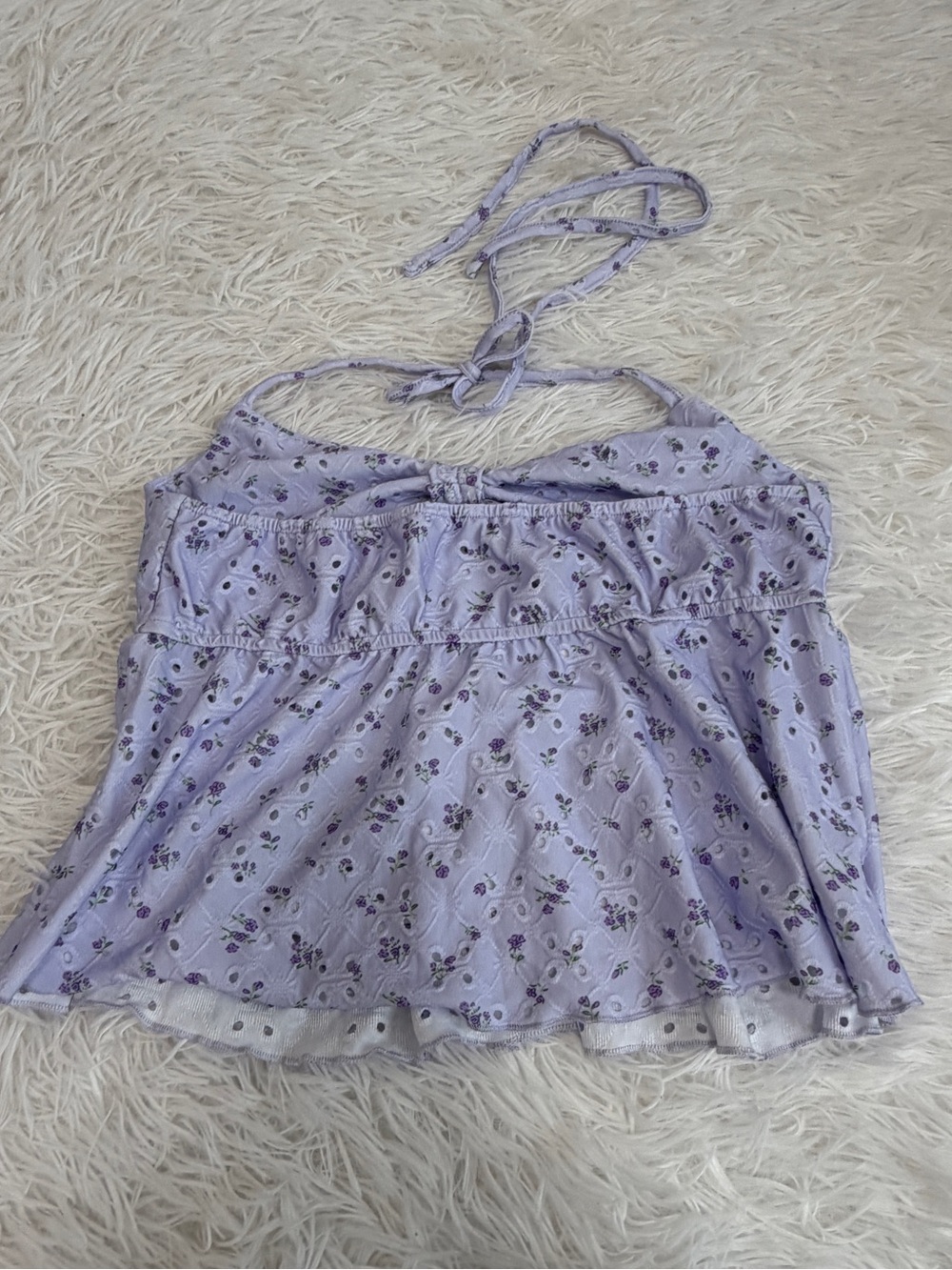 NWT Ditsy Floral Hollow V-Neck Sexy Backless Camisole Top Sweet Purple -medium - Picture 5 of 6
